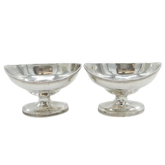 George III Pair of Sterling Silver Pedestal Salt Cellars Antique 1800 London