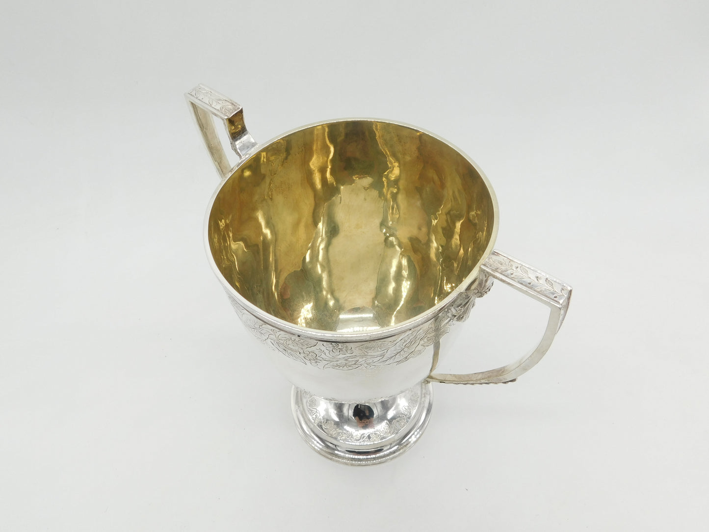 Large Georgian Sterling Silver Flora Pattern Sporting Trophy Cup Antique 1815 London