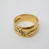 9ct Yellow Gold 0.1ct Diamond Snake Serpent Ring Vintage 1967 Birmingham