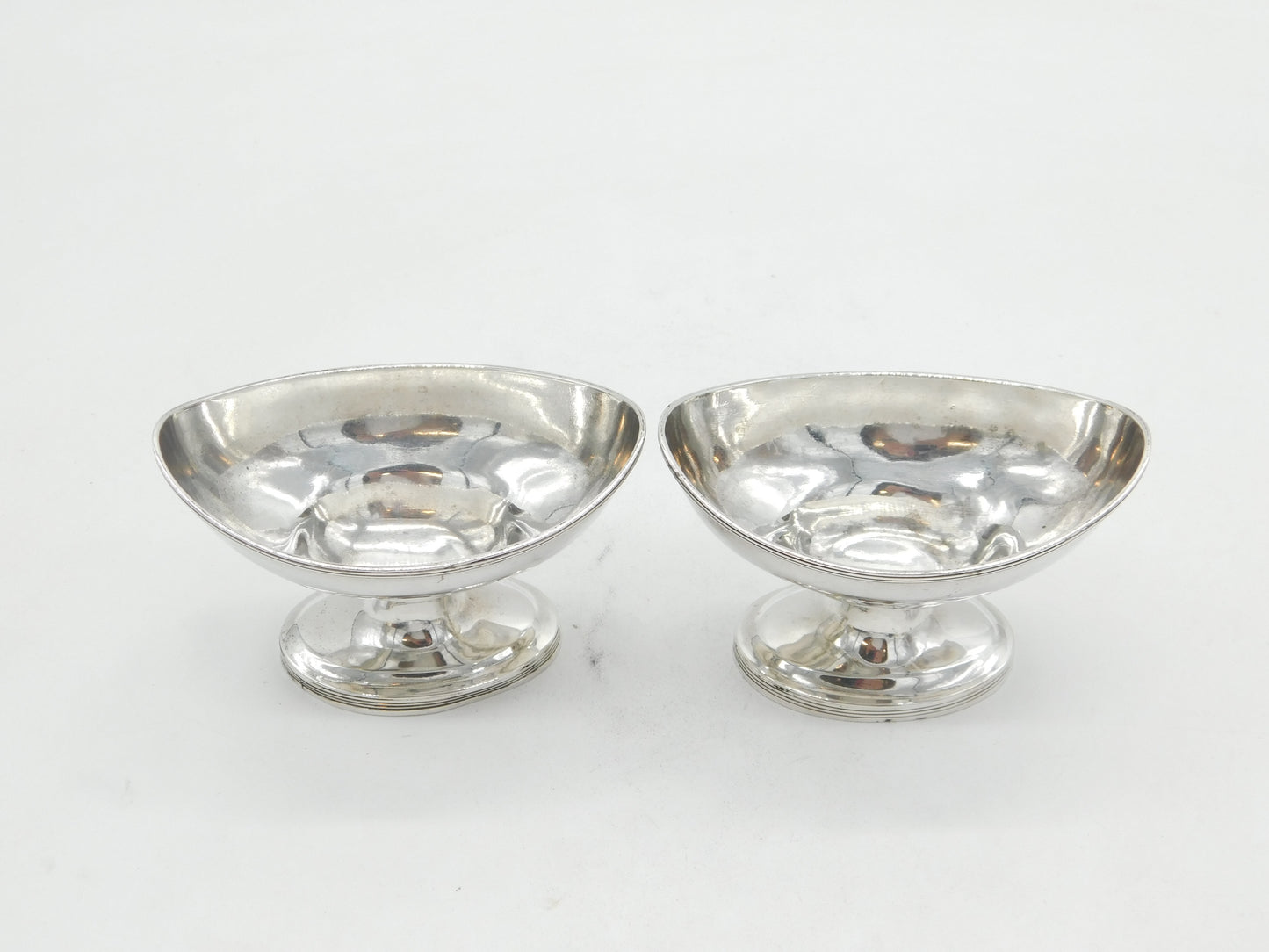 George III Pair of Sterling Silver Pedestal Salt Cellars Antique 1800 London