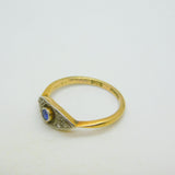 Victorian 18ct Yellow Gold, Sapphire & Diamond Dress Ring Antique c1890