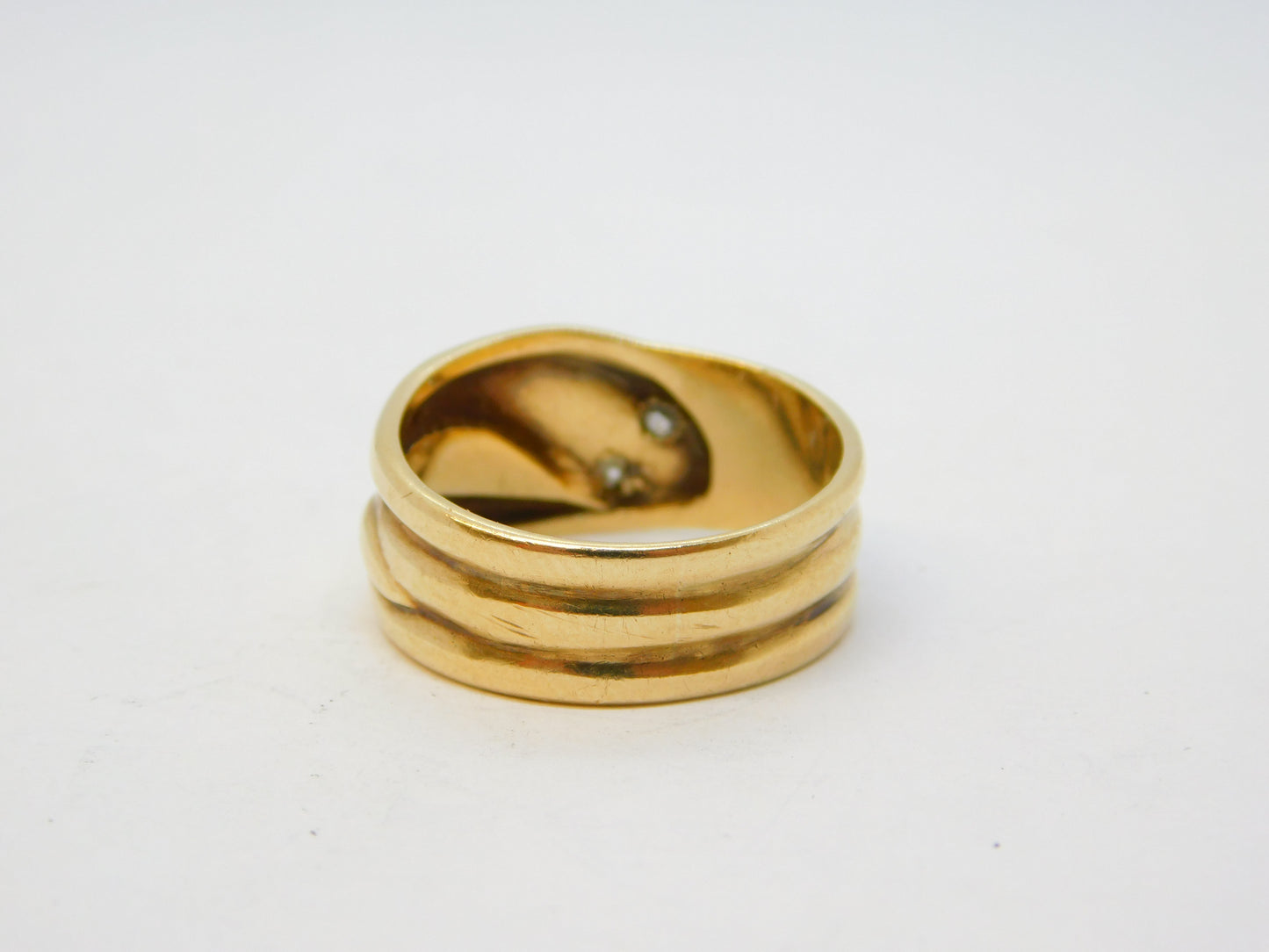 9ct Yellow Gold 0.1ct Diamond Snake Serpent Ring Vintage 1967 Birmingham
