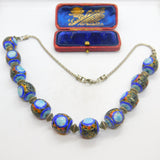 Chinese Sterling Silver Colourful Enamel Ball Bead Form Necklace Antique c1940