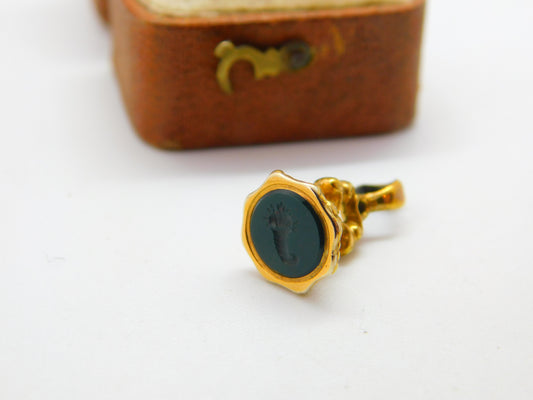 Victorian Rolled Gold Bloodstone Intaglio Cornucopia Fob Seal c1840 Antique