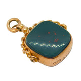 9ct Rose Gold, Bloodstone & Carnelian Agate Spinner Fob Pendant Antique 1911 Chester