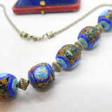 Chinese Sterling Silver Colourful Enamel Ball Bead Form Necklace Antique c1940