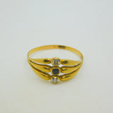 Victorian 18ct Gold, 0.2ct Diamond & Sapphire Triple-Band Ring Antique c1890
