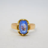 19th Century 18ct Gold Set 2.5ct Oval Cut Ceylon Sapphire Ring Antique c1860
