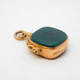 9ct Rose Gold, Bloodstone & Carnelian Agate Spinner Fob Pendant Antique 1911 Chester