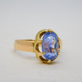 19th Century 18ct Gold Set 2.5ct Oval Cut Ceylon Sapphire Ring Antique c1860