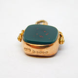 9ct Rose Gold, Bloodstone & Carnelian Agate Spinner Fob Pendant Antique 1911 Chester
