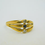 Victorian 18ct Gold, 0.2ct Diamond & Sapphire Triple-Band Ring Antique c1890