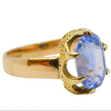 19th Century 18ct Gold Set 2.5ct Oval Cut Ceylon Sapphire Ring Antique c1860