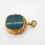 9ct Rose Gold, Bloodstone & Carnelian Agate Spinner Fob Pendant Antique 1911 Chester