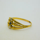 Victorian 18ct Gold, 0.2ct Diamond & Sapphire Triple-Band Ring Antique c1890