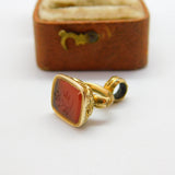 Victorian Rolled Gold Carnelian Agate Flower Intaglio Fob Seal c1840 Antique