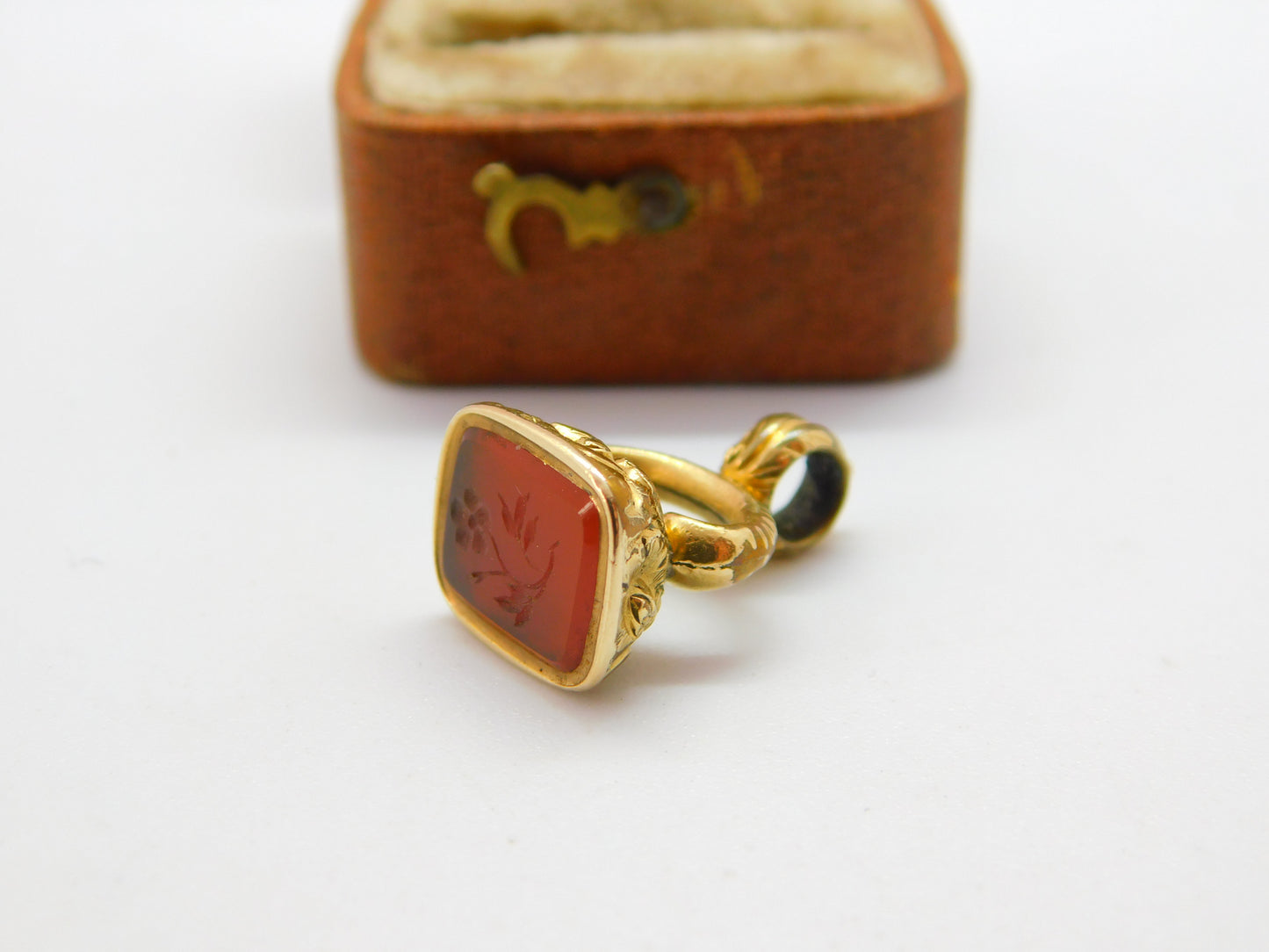 Victorian Rolled Gold Carnelian Agate Flower Intaglio Fob Seal c1840 Antique