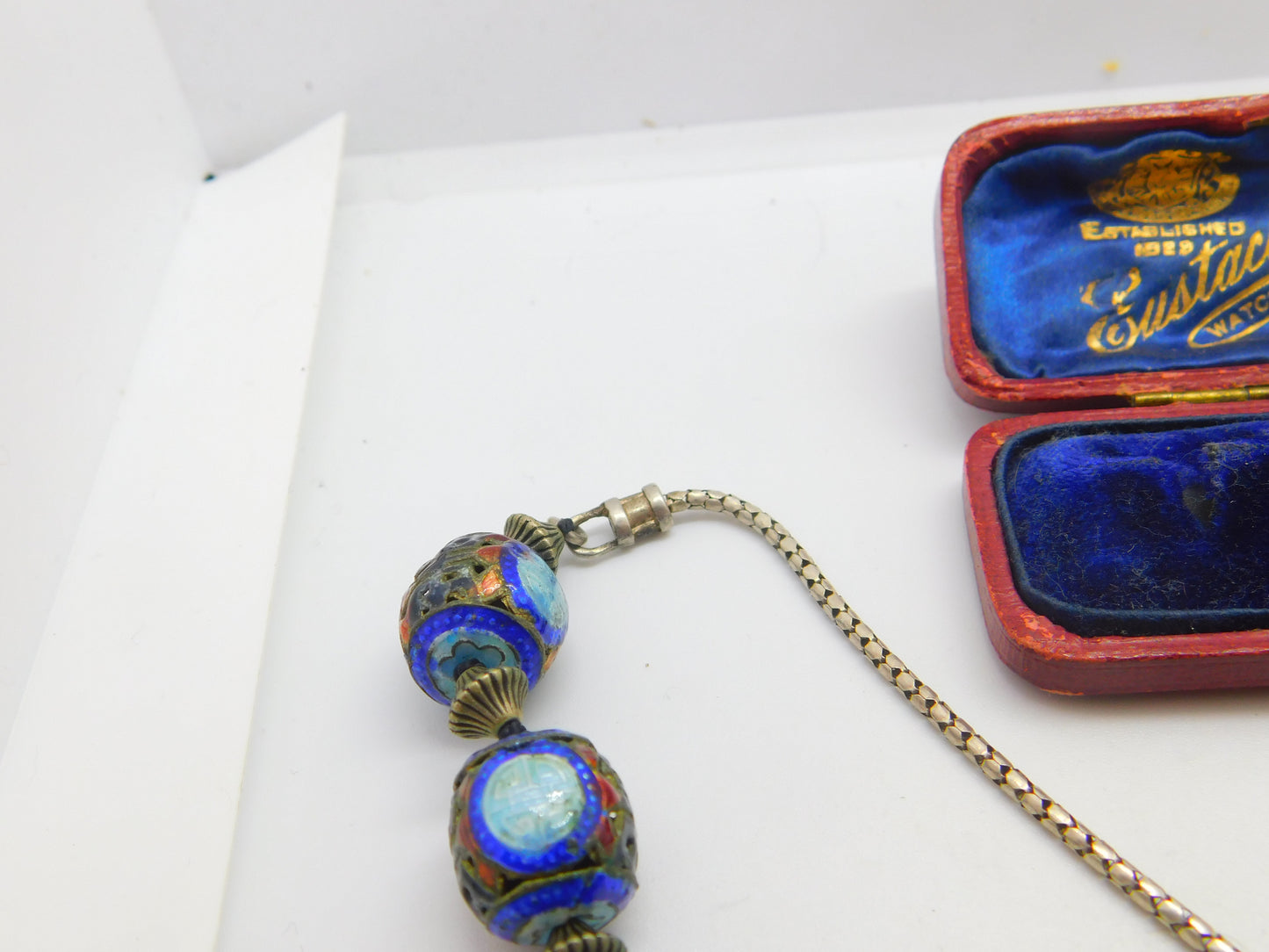 Chinese Sterling Silver Colourful Enamel Ball Bead Form Necklace Antique c1940