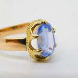 19th Century 18ct Gold Set 2.5ct Oval Cut Ceylon Sapphire Ring Antique c1860
