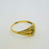 Victorian 18ct Gold, 0.2ct Diamond & Sapphire Triple-Band Ring Antique c1890