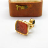 Victorian Rolled Gold Carnelian Agate Flower Intaglio Fob Seal c1840 Antique