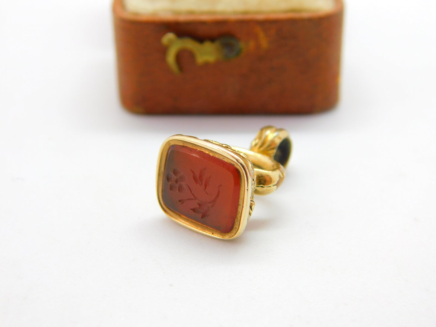 Victorian Rolled Gold Carnelian Agate Flower Intaglio Fob Seal c1840 Antique