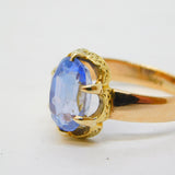 19th Century 18ct Gold Set 2.5ct Oval Cut Ceylon Sapphire Ring Antique c1860
