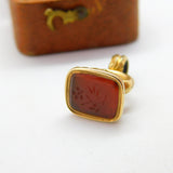 Victorian Rolled Gold Carnelian Agate Flower Intaglio Fob Seal c1840 Antique