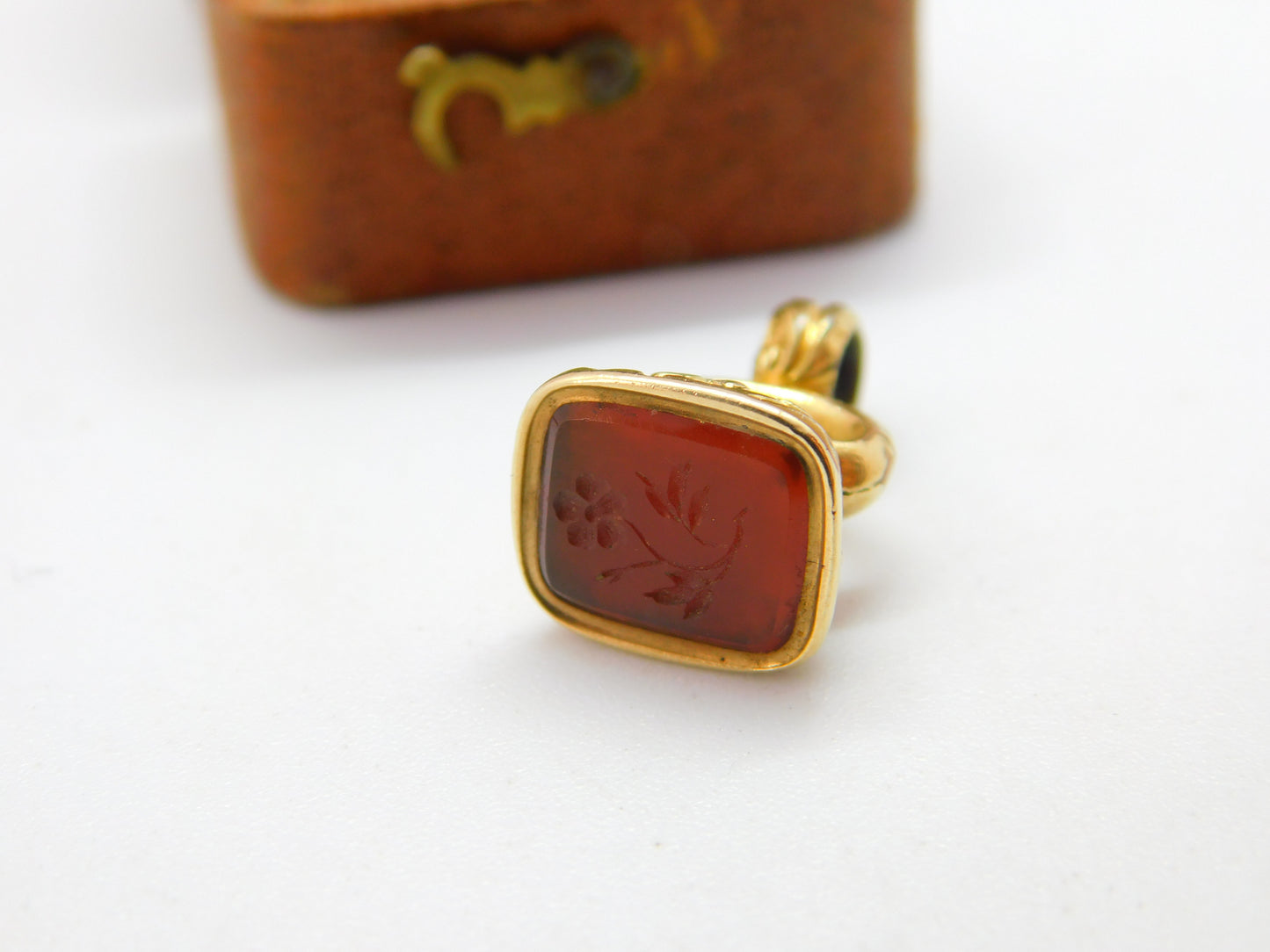 Victorian Rolled Gold Carnelian Agate Flower Intaglio Fob Seal c1840 Antique