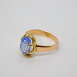 19th Century 18ct Gold Set 2.5ct Oval Cut Ceylon Sapphire Ring Antique c1860