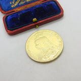 Queen Victoria Gilded 1889 Sterling Silver Crown Coin Fine Condition Antique