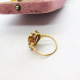 Victorian 14ct Gold, Cabochon Opal & Ruby Floral Ring c1860 Antique