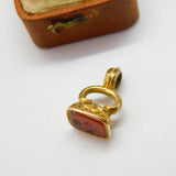 Victorian Rolled Gold Carnelian Agate Flower Intaglio Fob Seal c1840 Antique