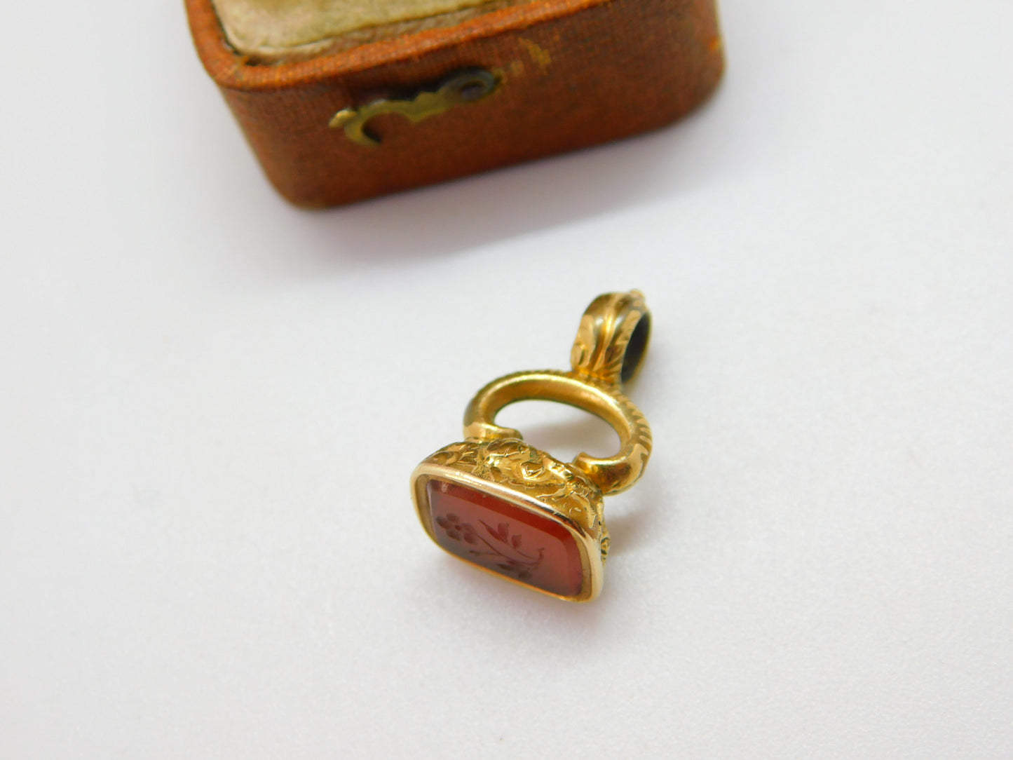 Victorian Rolled Gold Carnelian Agate Flower Intaglio Fob Seal c1840 Antique