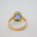 19th Century 18ct Gold Set 2.5ct Oval Cut Ceylon Sapphire Ring Antique c1860