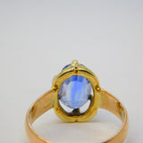 19th Century 18ct Gold Set 2.5ct Oval Cut Ceylon Sapphire Ring Antique c1860