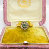 22ct Yellow Gold, Aquamarine & Diamond Floral Band Ring 1933 Birmingham