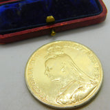 Queen Victoria Gilded 1889 Sterling Silver Crown Coin Fine Condition Antique