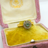 22ct Yellow Gold, Aquamarine & Diamond Floral Band Ring 1933 Birmingham