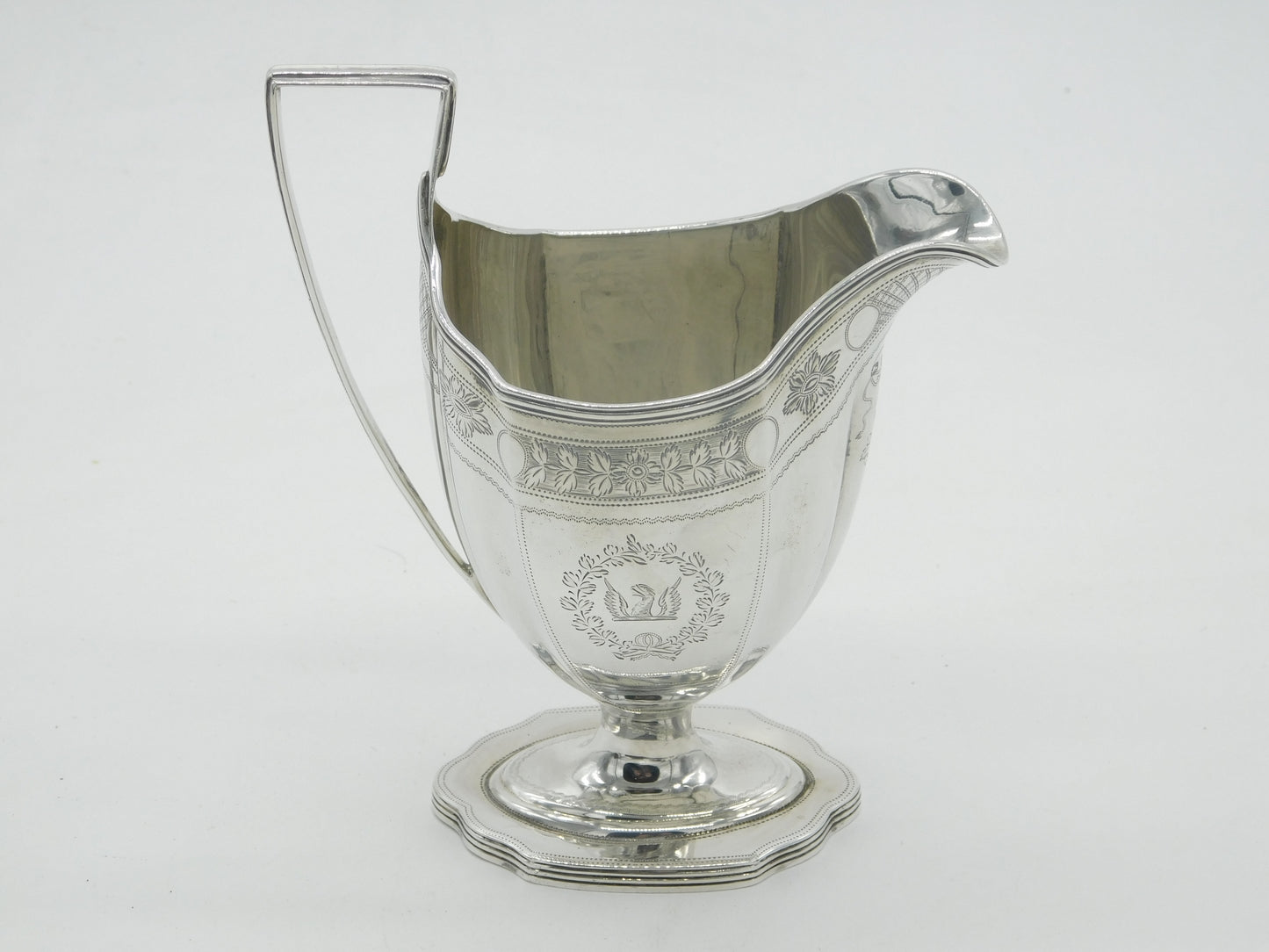 George III Sterling Silver Griffin Crest Cream Jug Antique 1786 London Georgian