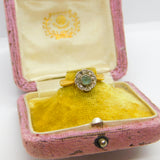 22ct Yellow Gold, Aquamarine & Diamond Floral Band Ring 1933 Birmingham