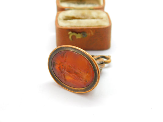 Georgian Gilt Metal Carnelian Agate Aphrodite with Dove Intaglio Fob Seal c1790