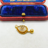 Rock Crystal Seed Pearl 18ct Gold Dangling Pendant Antique Victorian c1860