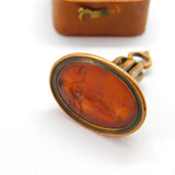 Georgian Gilt Metal Carnelian Agate Aphrodite with Dove Intaglio Fob Seal c1790