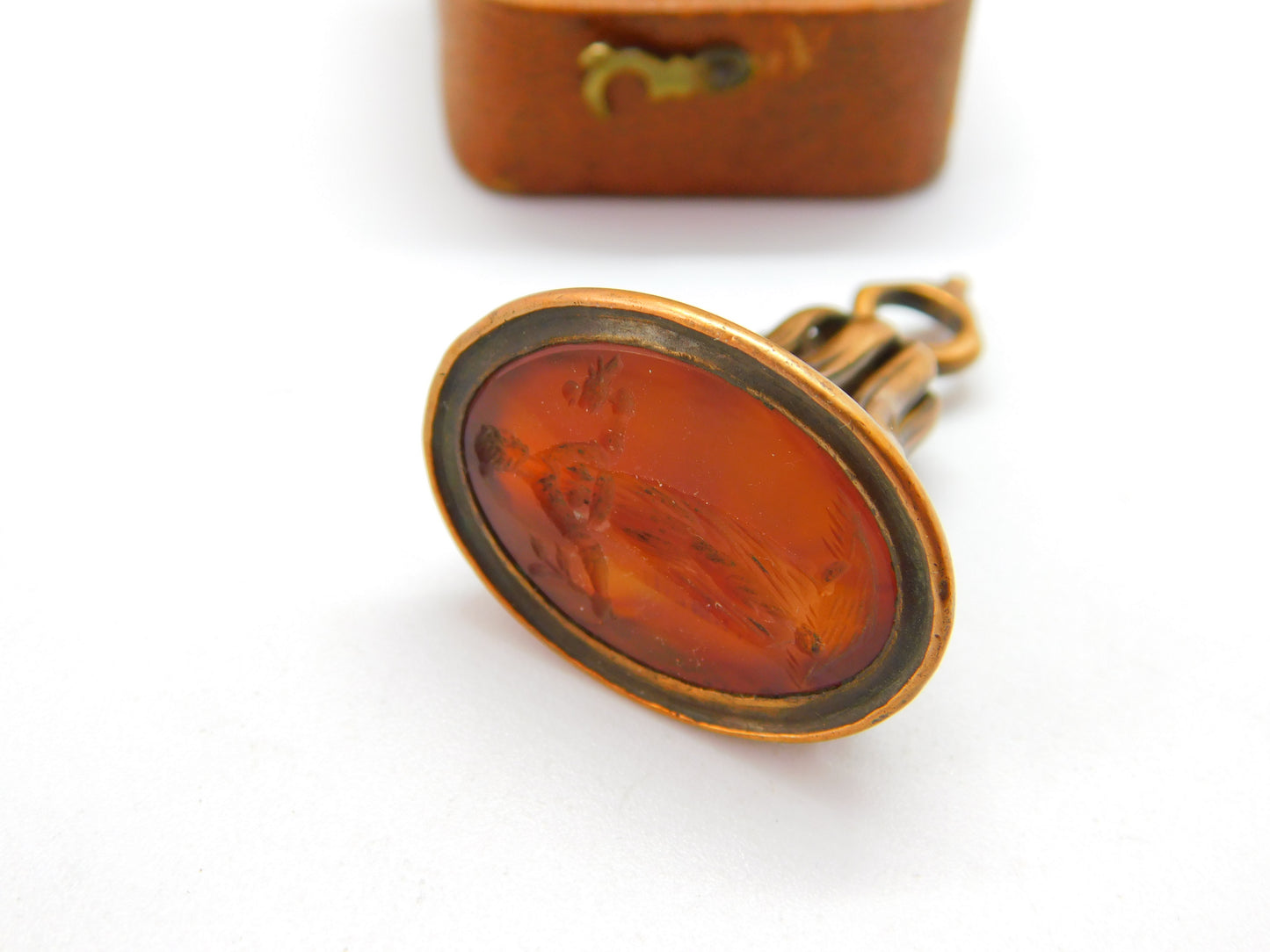 Georgian Gilt Metal Carnelian Agate Aphrodite with Dove Intaglio Fob Seal c1790