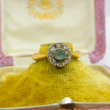 22ct Yellow Gold, Aquamarine & Diamond Floral Band Ring 1933 Birmingham