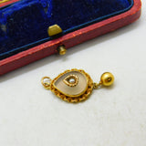 Rock Crystal Seed Pearl 18ct Gold Dangling Pendant Antique Victorian c1860