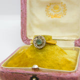 22ct Yellow Gold, Aquamarine & Diamond Floral Band Ring 1933 Birmingham