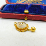 Rock Crystal Seed Pearl 18ct Gold Dangling Pendant Antique Victorian c1860