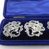 Victorian Sterling Silver Britannia Pattern Dress Buttons Antique 1901 London